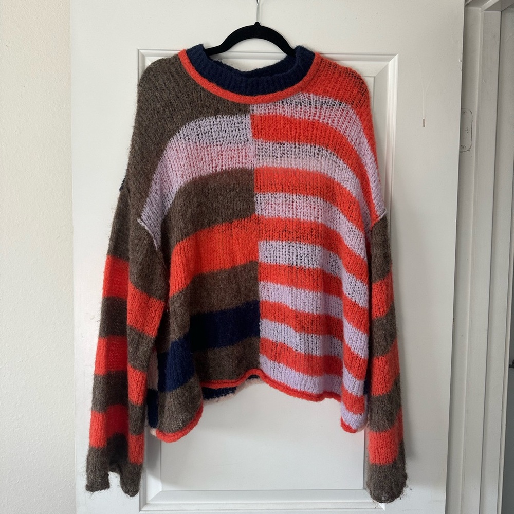 Free people Caravelli Splice Pullover Multi-color Striped Sweater